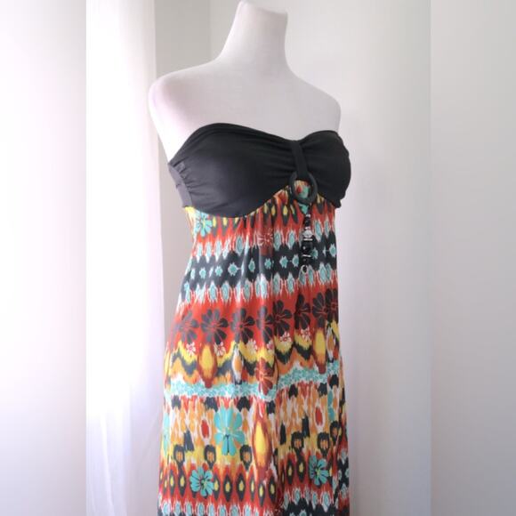 Drama Gold Multicolor Beaded Bandeau Maxi Dress - Picture 2 of 9